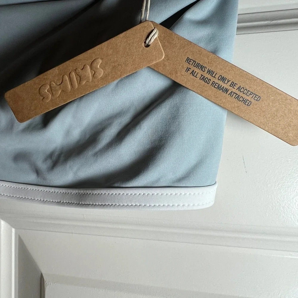 SKIMS Sporty Zipper Swim Bandeau Bikini Top in Pacific Blue, Women's 3X, NWT